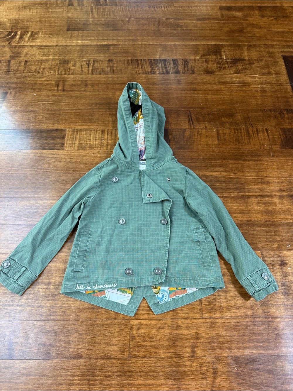 Osh Kosh Kids Green Hooded Double-Breasted Jacket